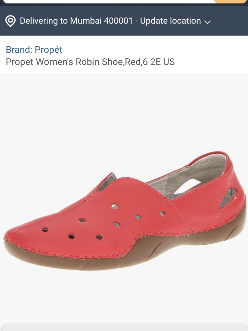 Propet Women's Slip-On Shoes in Red with Brown Sole Orthopedic - 7